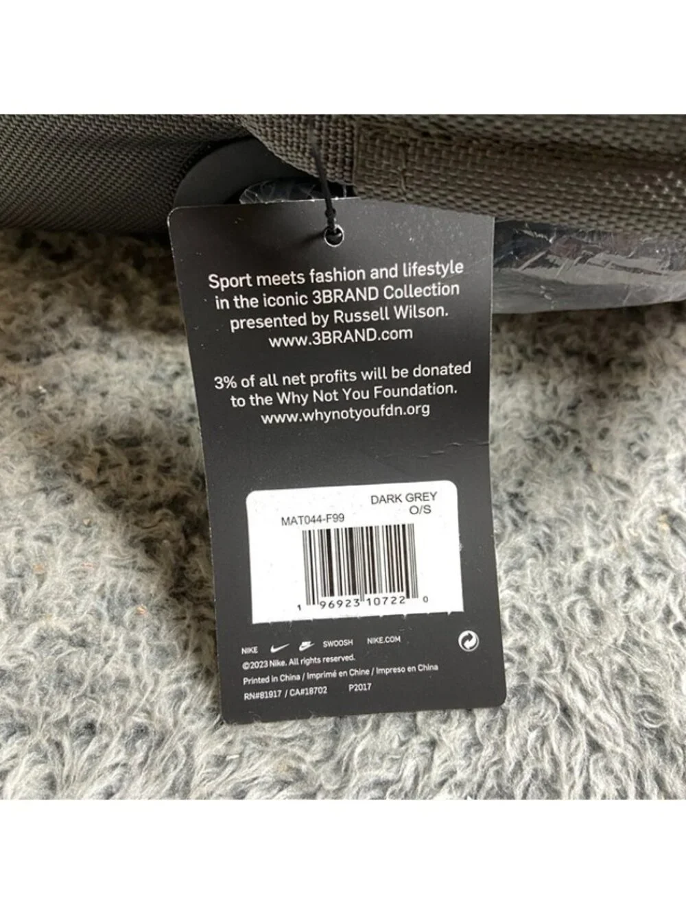 Nike 3BRAND Rolling Duffle Bag Travel Luggage Grey MAT044-F99